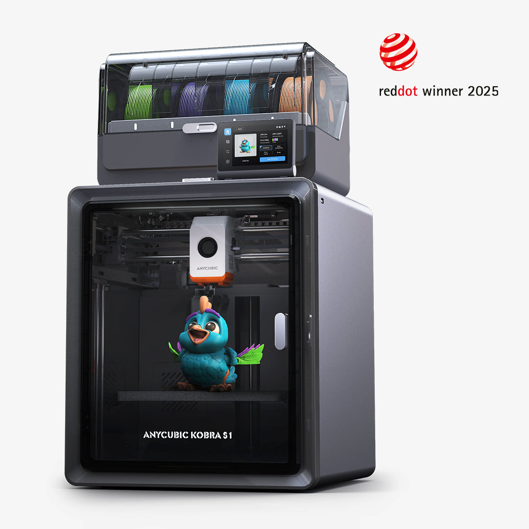 Anycubic Kobra S1 Combo 3D-Drucker, Mit 4 Farben, intelligenter Trocknung, integrierter Kamera, 600 mm/s Hochgeschwindigkeit und 320 ℃ Hotend-Extruder.