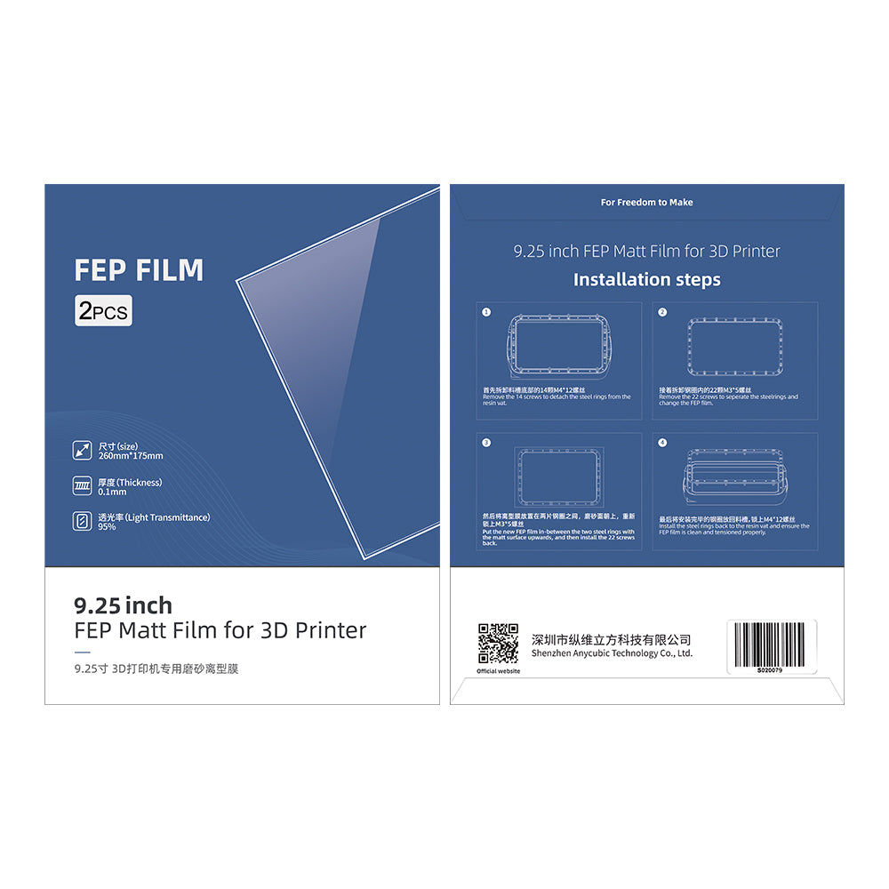 2 Stück 9,25" Gefrostet FEP-Folie für den SLA Drucker für Anycubic Photon M3 Plus